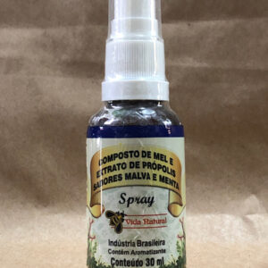 Spray Composto Mel e Própolis Sabor Malva e Menta 30ml Vida Natural